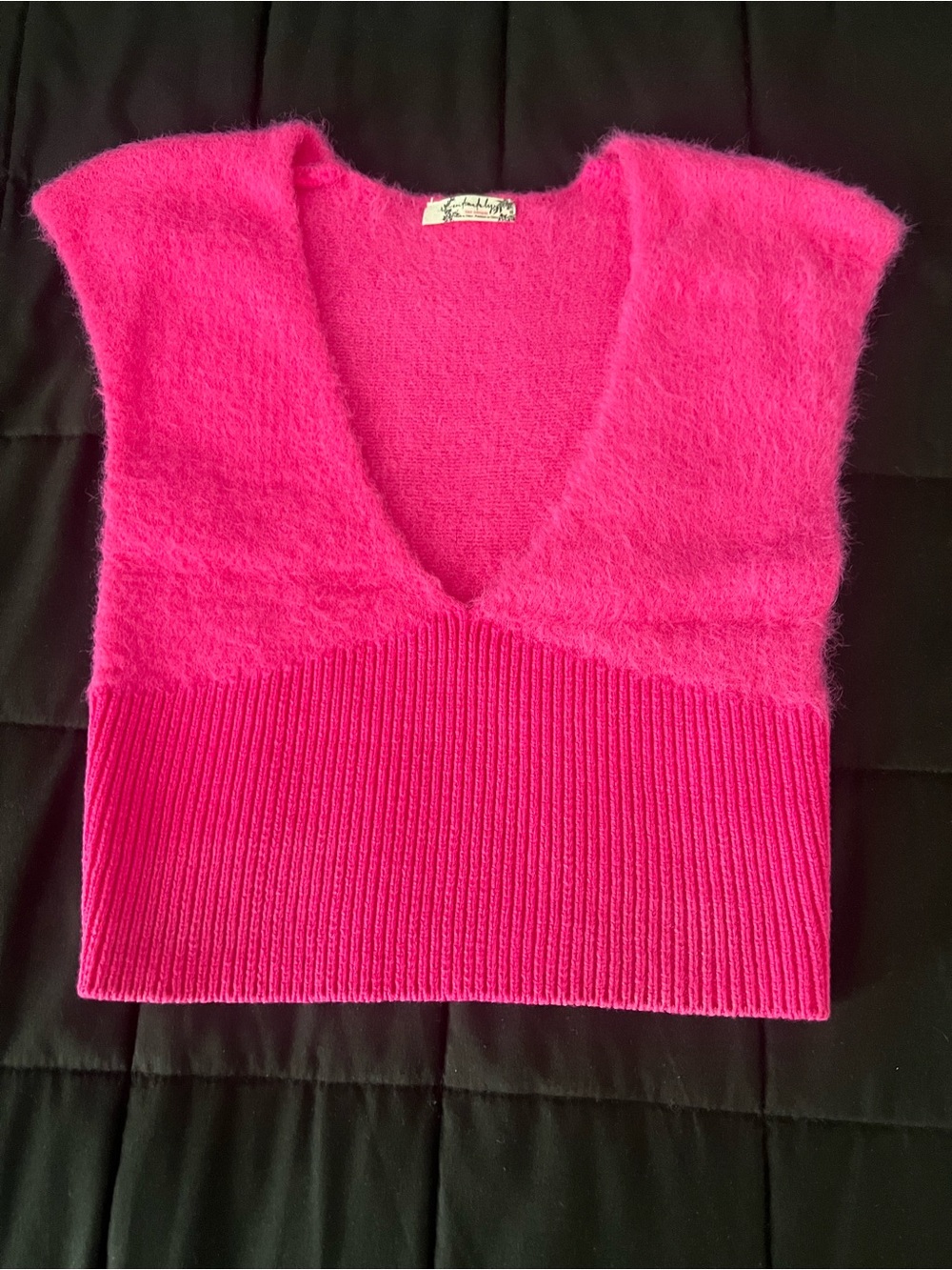 Free People Hot Pink Fuzzy Knit Top